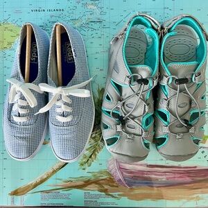 Land’n’Sea Keds Chambray Sneakers & Eddie Bauer Mary Water Sandals Size 7